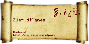 Zier Ágnes névjegykártya